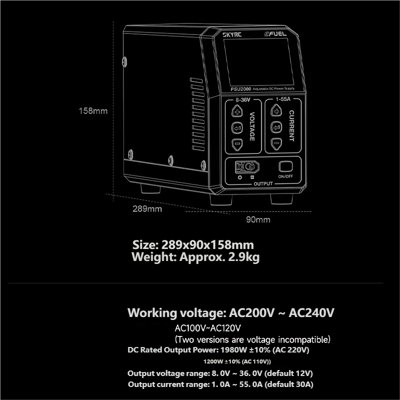 SKYRC PSU2000 1980W Catu Daya  - Drone Rc ulasan dan harga