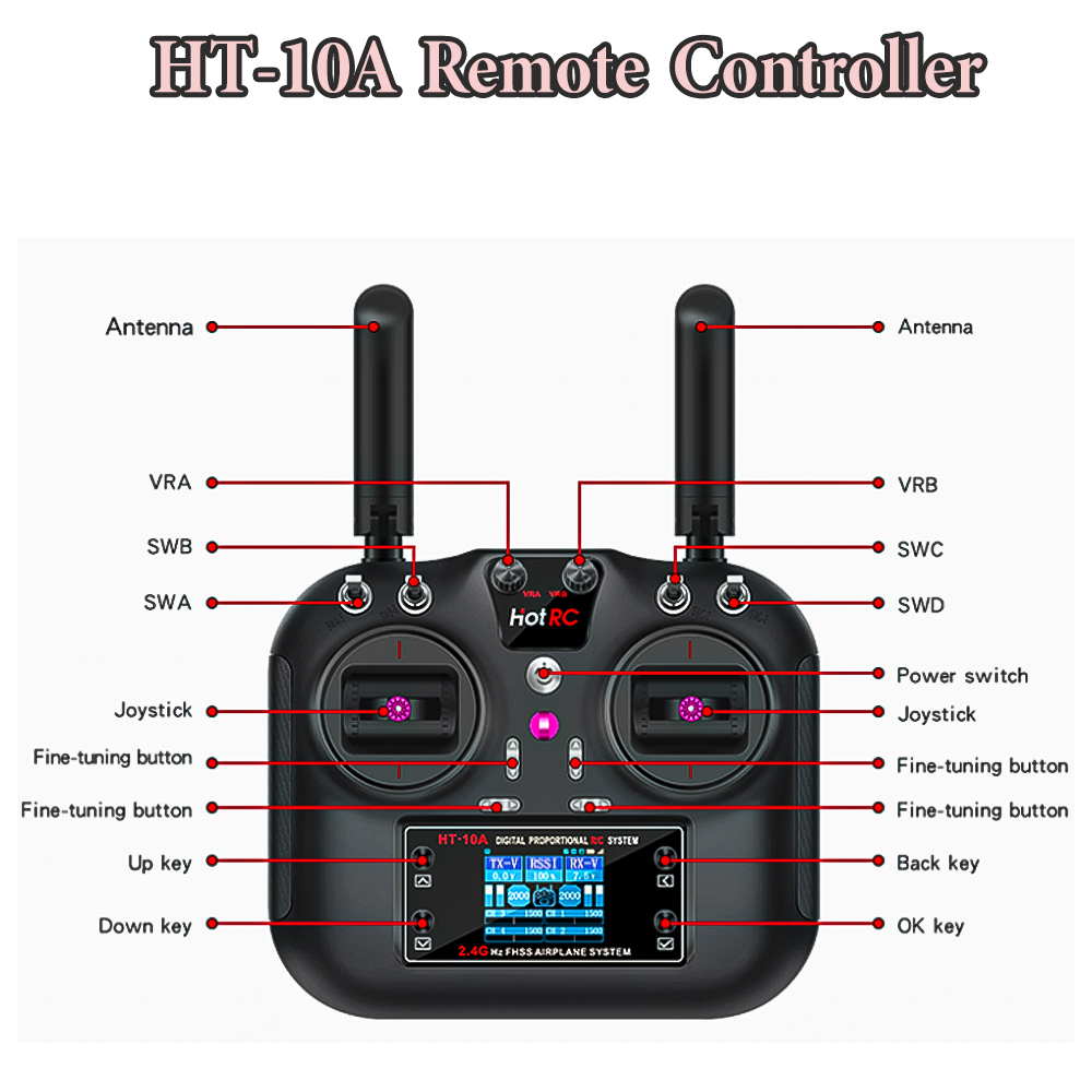 Hotrc HT-10A 2.4G 10CH Transmi - Drone Rc Car ulasan dan harga
