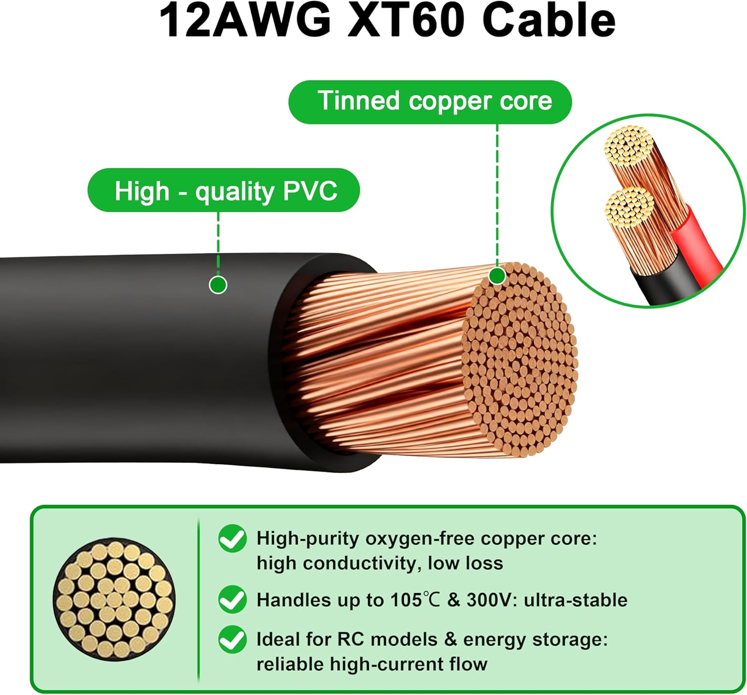 JMUYTOP 12AWG XT60 Kabel Pemas - Drone Bike Rc ulasan dan harga